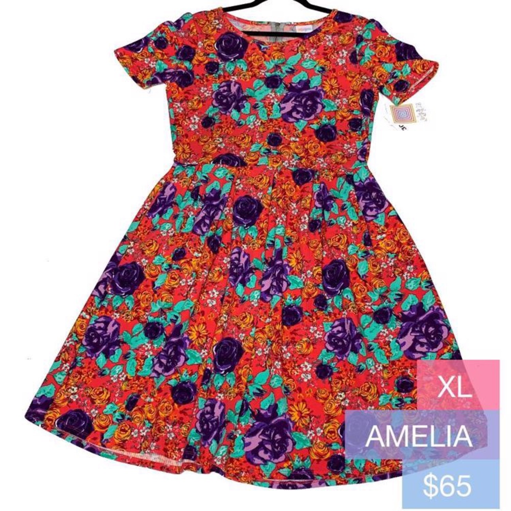 LuLaRoe Amelia Dress Floral Bright XL